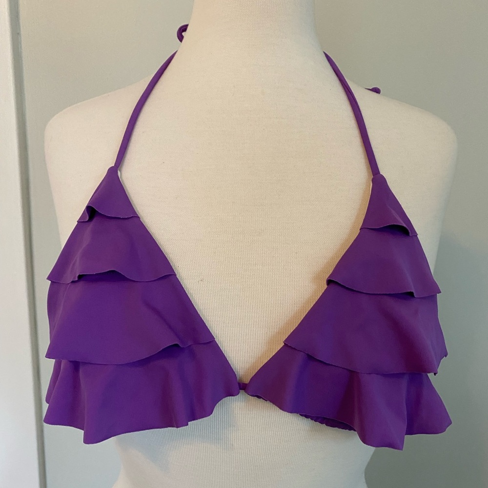 Victoria Secret Purple Bikini bra top with layered flair. Size L